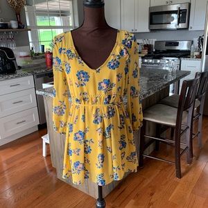Motherhood Maternity Mustard Floral Boho Top M